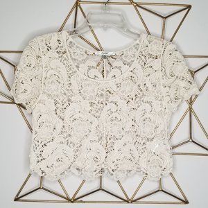 Papaya Ivory Crochet Crop Top